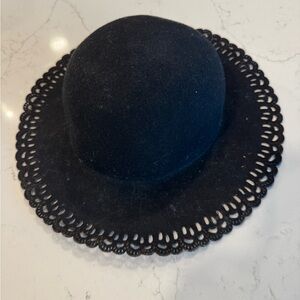 Soft Felt Black Eyelet Rimmed Hat